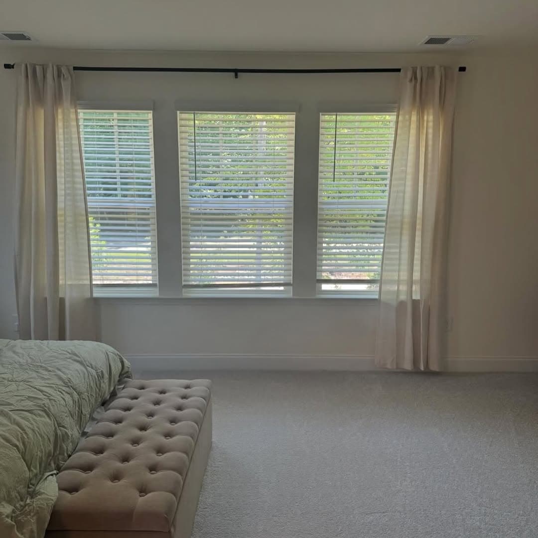 Freshly finished bedroom with crisp bedding