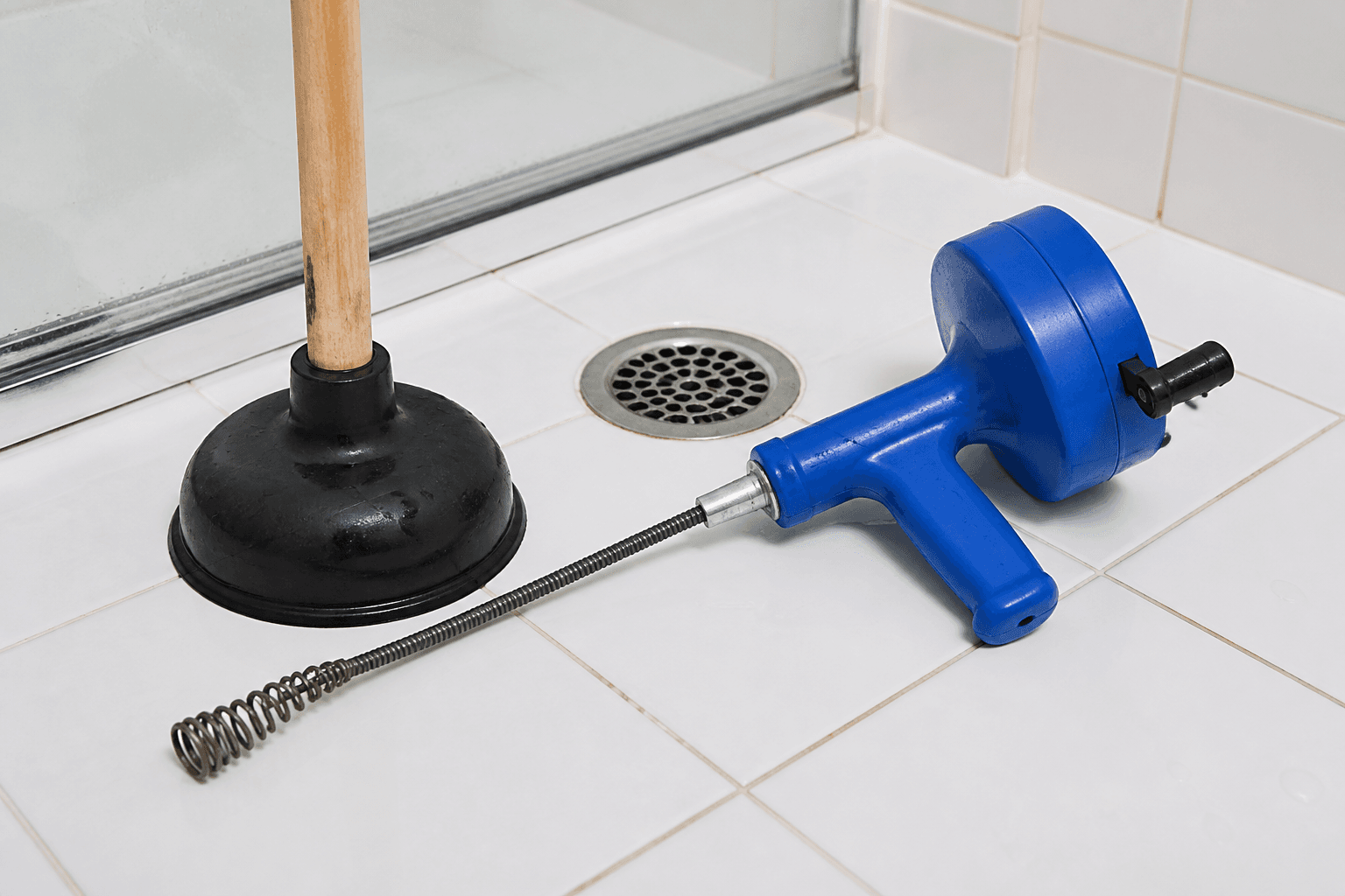 Drain unclogging tools for bath and shower drains